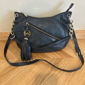 Michael Kors Black Crossbody Bag with Gold Accents